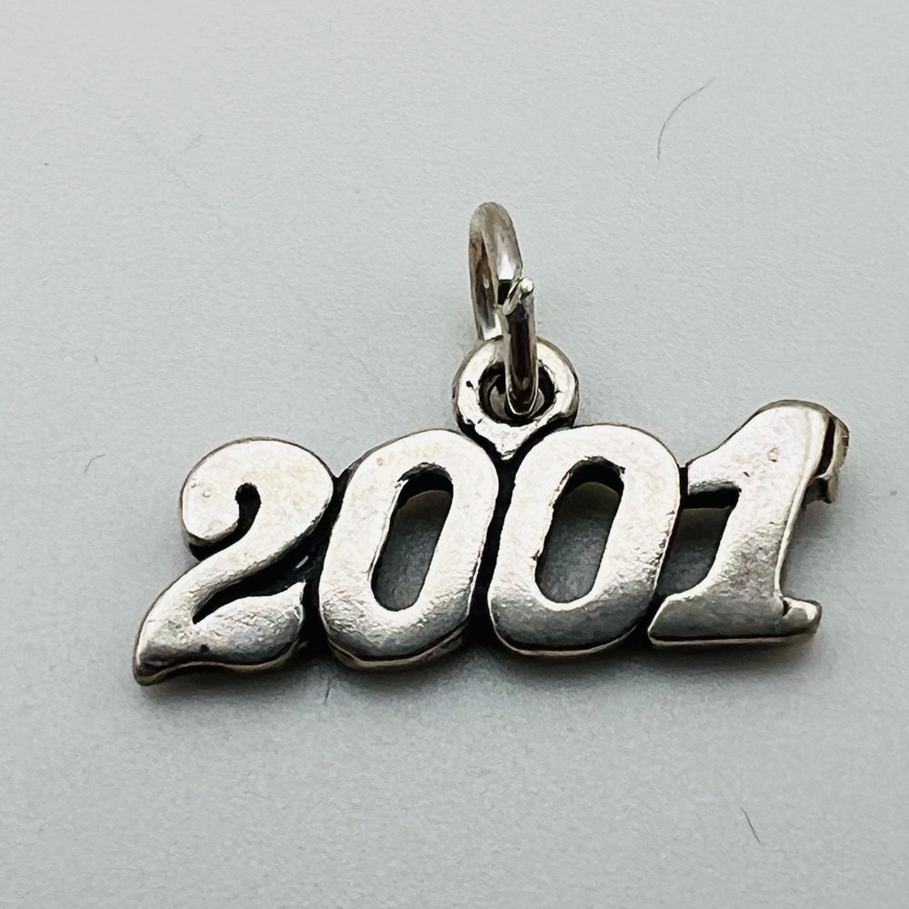 Sterling 2001 Number Charm Pendant Y2K Millennium Collectible Vintage 925 Silver